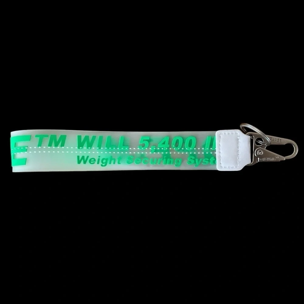 New Off-White clear w/Green Key Lanyard